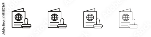 Visa icon outline vector for web ui. Editable stroke.
