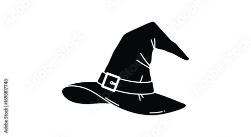 a classic witch hat silhouette with buckle detail