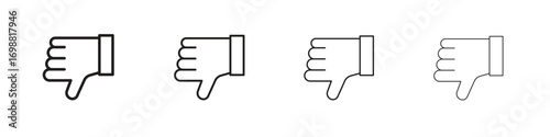 Thumbs down icon outline vector for web ui. Editable stroke.