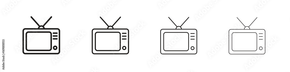 Foto Television icon outline vector for web ui. Editable stroke.