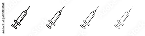 Syringe injection icon outline vector for web ui. Editable stroke.