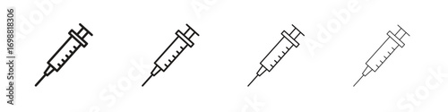 Syringe icon outline vector for web ui. Editable stroke.