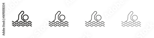 Swimming icon outline vector for web ui. Editable stroke.