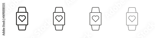 Smartwatch icon outline vector for web ui. Editable stroke.