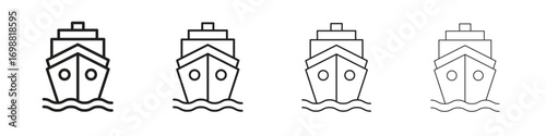 Ship icon outline vector for web ui. Editable stroke.