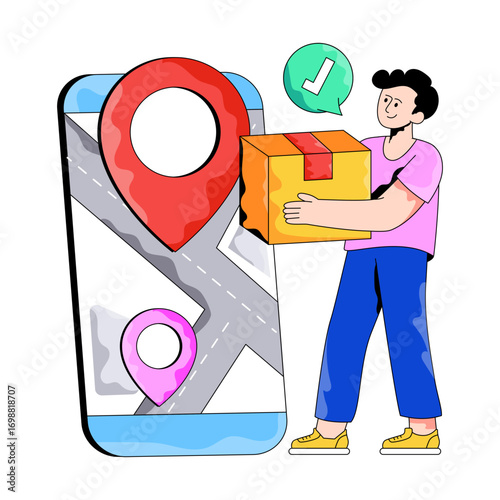 Perfect design illustration of mobile parcel tracking
