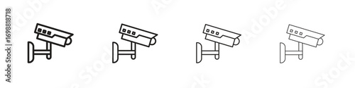 Security camera icon outline vector for web ui. Editable stroke.