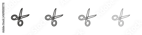 Scissors icon outline vector for web ui. Editable stroke.