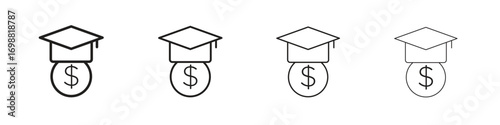 Scholarship icon outline vector for web ui. Editable stroke.