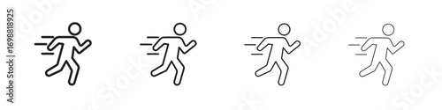 Running icon outline vector for web ui. Editable stroke.