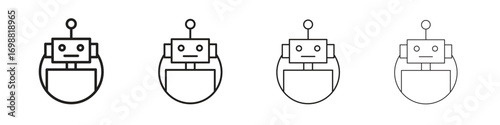Robot icon outline vector for web ui. Editable stroke.