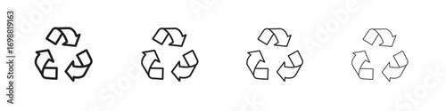 Recycle icon outline vector for web ui. Editable stroke.