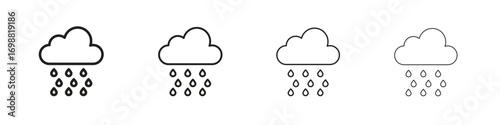 Rain icon outline vector for web ui. Editable stroke.