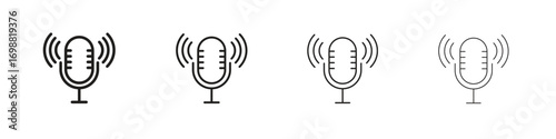 Podcast icon outline vector for web ui. Editable stroke.