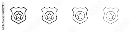 Police badge icon outline vector for web ui. Editable stroke.