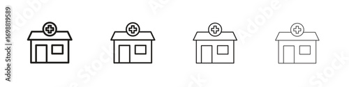 Pharmacy icon outline vector for web ui. Editable stroke.