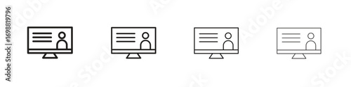 Online course icon outline vector for web ui. Editable stroke.