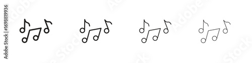 Music note icon outline vector for web ui. Editable stroke.