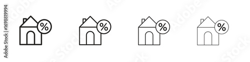 Mortgage icon outline vector for web ui. Editable stroke.