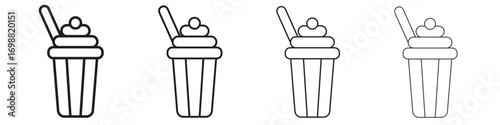 Milkshake icon outline vector for web ui. Editable stroke.