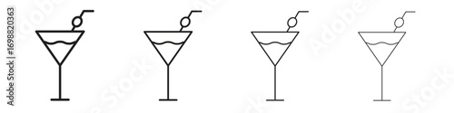 Martini glass icon outline vector for web ui. Editable stroke.