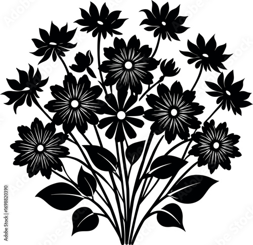 blooming flower silhouette vector bundle