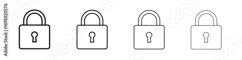 Lock closed icon outline vector for web ui. Editable stroke.