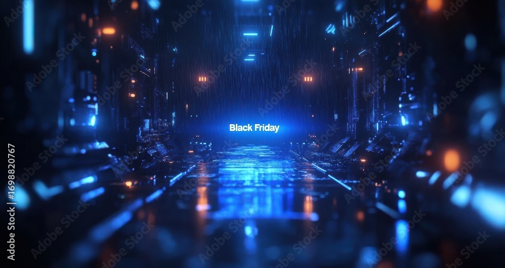 custom made wallpaper toronto digitalGlowing blue Black Friday text on digital futuristic background