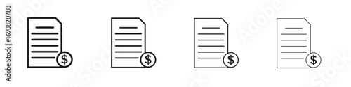 Invoice payment icon outline vector for web ui. Editable stroke.