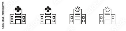 Hospital icon outline vector for web ui. Editable stroke.