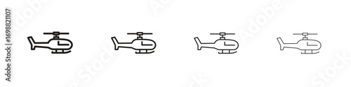 Helicopter icon outline vector for web ui. Editable stroke.