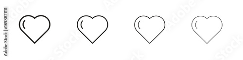 Heart icon outline vector for web ui. Editable stroke.