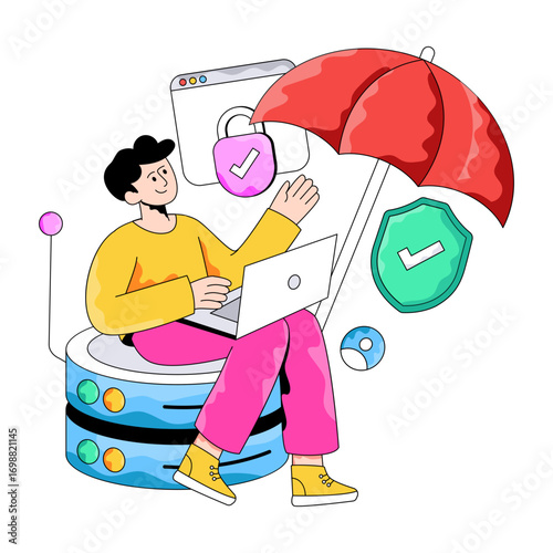 Modern design illustration of cyber insurance