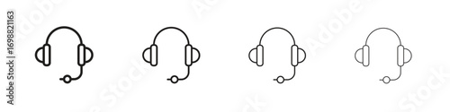 Headphones icon outline vector for web ui. Editable stroke.