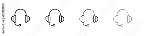 Headset icon outline vector for web ui. Editable stroke.