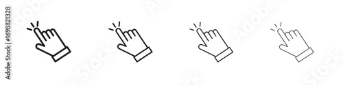 Hand click icon outline vector for web ui. Editable stroke.