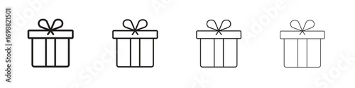 Gift box icon outline vector for web ui. Editable stroke.
