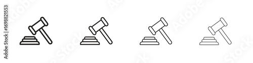 Gavel icon outline vector for web ui. Editable stroke.