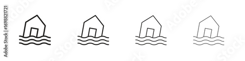 Flood icon outline vector for web ui. Editable stroke.