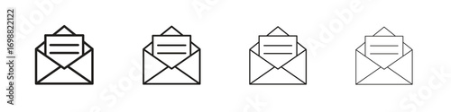 Envelope open icon outline vector for web ui. Editable stroke.