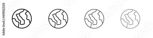 Earth icon outline vector for web ui. Editable stroke.
