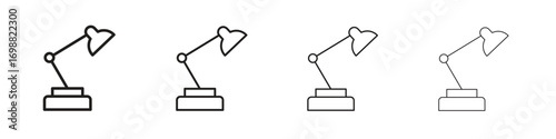 Desk lamp icon outline vector for web ui. Editable stroke.
