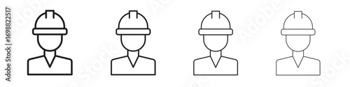Construction worker icon outline vector for web ui. Editable stroke.