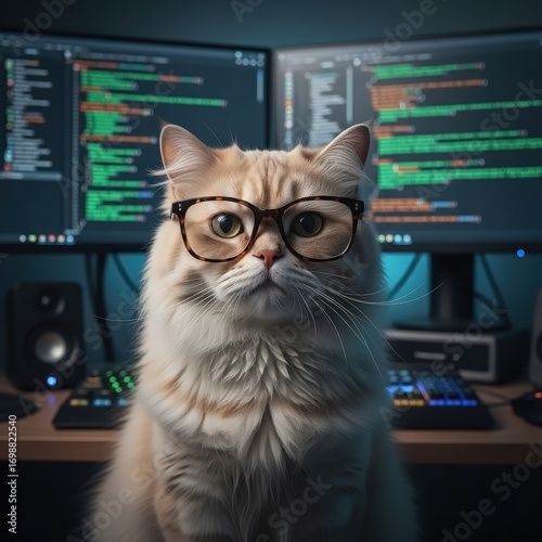 The Cat Coder A Fluffy Programmer Working on Code