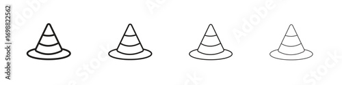 Construction cone icon outline vector for web ui. Editable stroke.