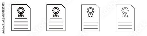 Certificate icon outline vector for web ui. Editable stroke.