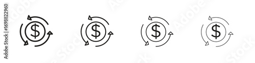 Cash flow icon outline vector for web ui. Editable stroke.