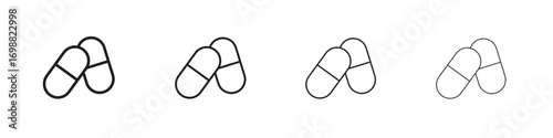 Capsule icon outline vector for web ui. Editable stroke.