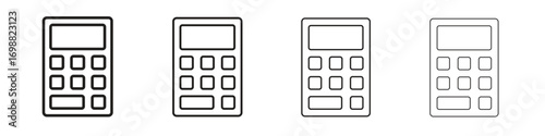 Calculator icon outline vector for web ui. Editable stroke.