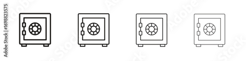 Bank vault icon outline vector for web ui. Editable stroke.